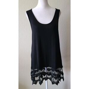 Witchy Fairygrunge Goth Sheer Tank Dress Small Med Crochet Beads Dark Romantic